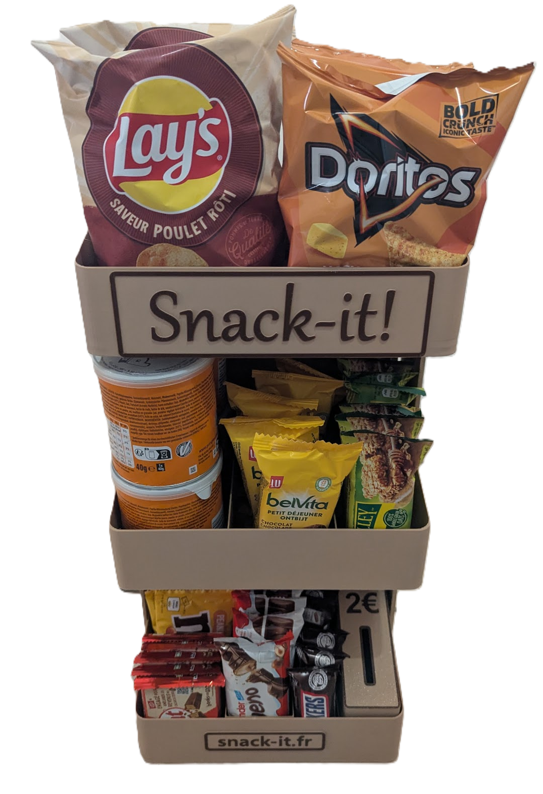 Distributeur de snacks vertical en bois pour bureaux